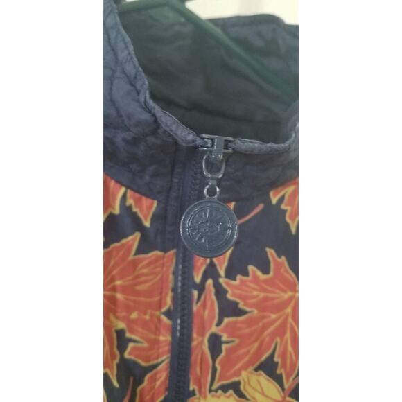 Vintage One-of-a-Kind Autumn Leaves Silk Bomber Jacket size M - Picture 8 of 9